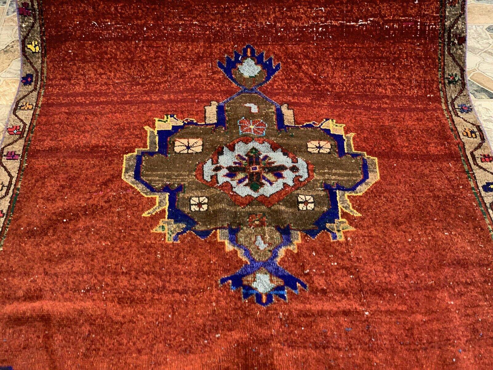 Vintage Rug, Anatolian Tribal Kilim TURKISH OUSHAK Geometric Farmhouse 4.5x9.3ft