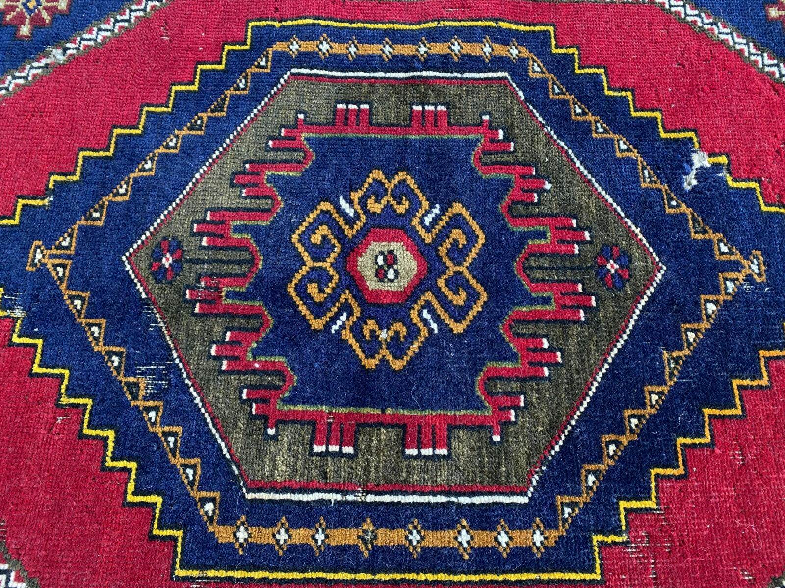 Turkish Vintage Rug,Geometric Farmhouse Antique Anatolian Village Rug 2.7x6 Ft