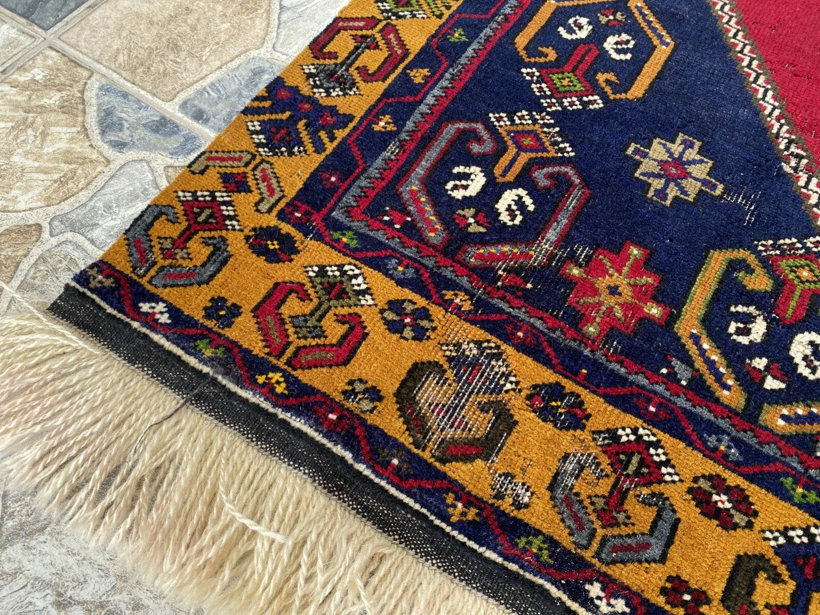 Turkish Vintage Rug,Geometric Farmhouse Antique Anatolian Village Rug 2.7x6 Ft