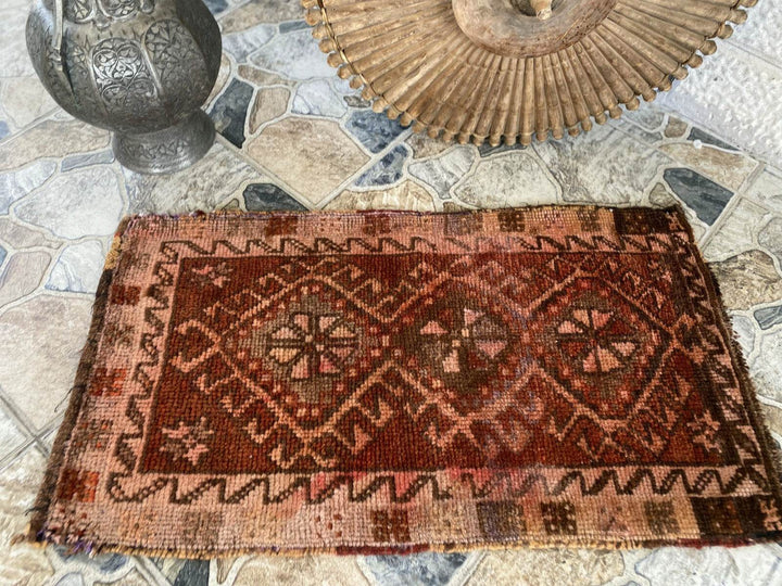 Vintage Hand-knotted Rug | 1980s Turkish Tribal Wool Farmhouse Antique Small Rug