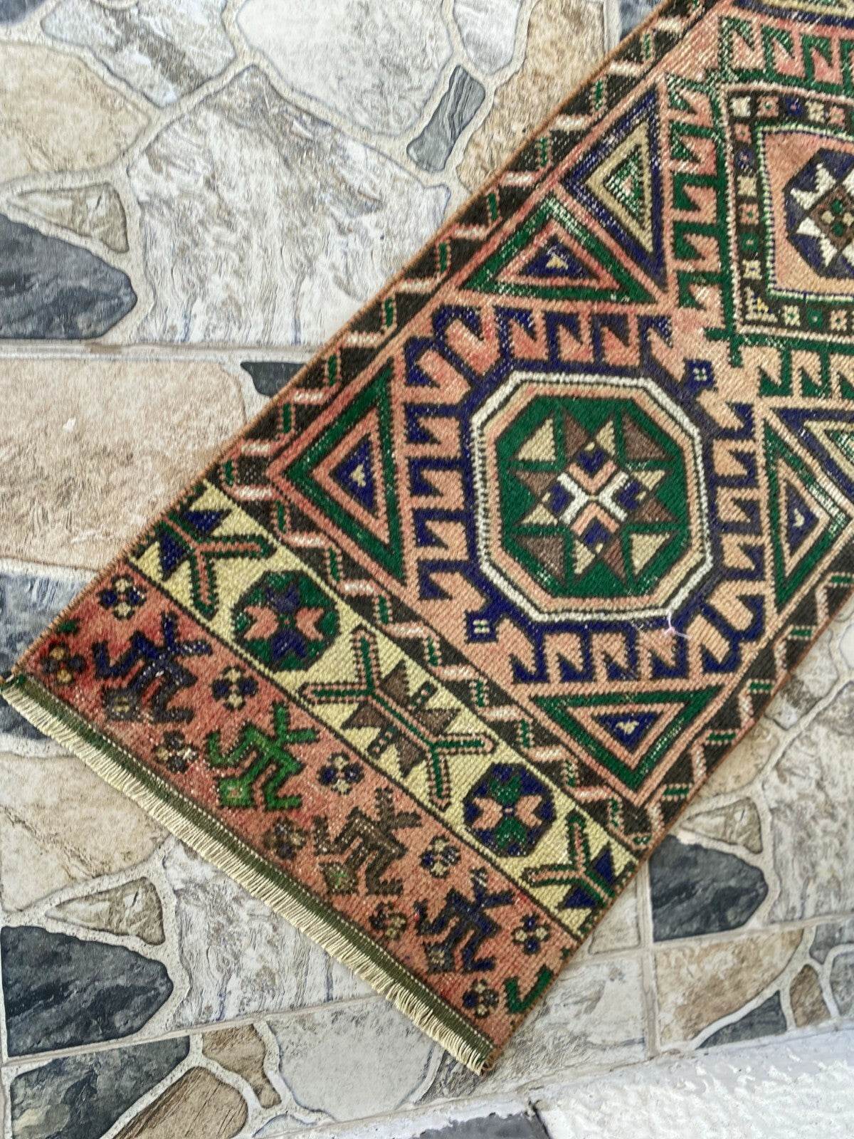 Vintage Turkish Tribal Rug | 1.4 x 4.3 ft | Handmade Wool Anatolian Runner Rug