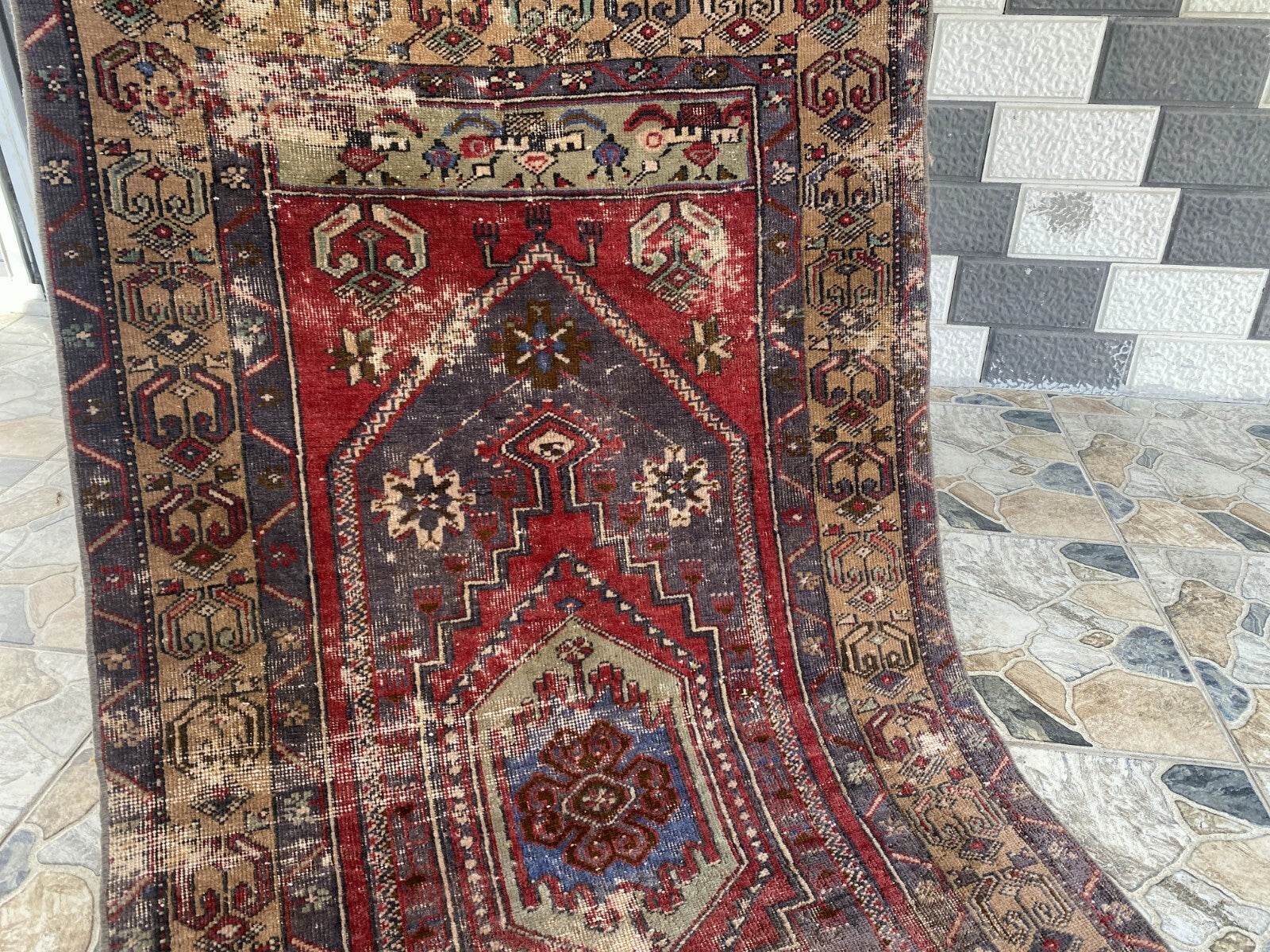 Vintage Turkish Oushak Rug | Antique Tribal Handmade Wool Farmhouse 3 x 6 ft