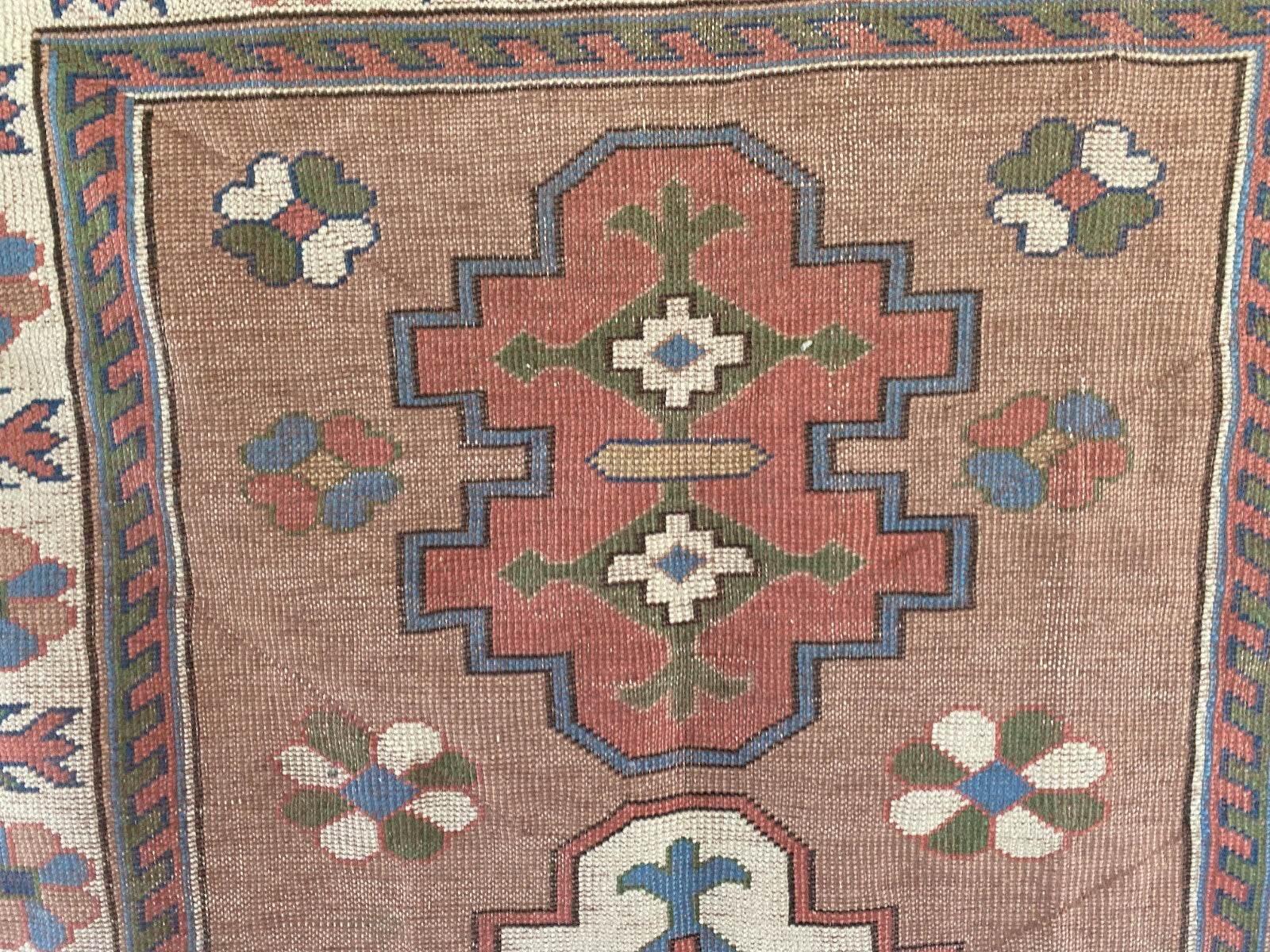 Turkish Kurdish Vintage Rug | 4.3 x 6.5 ft | Hand-knotted Anatolian Tribal Geometric