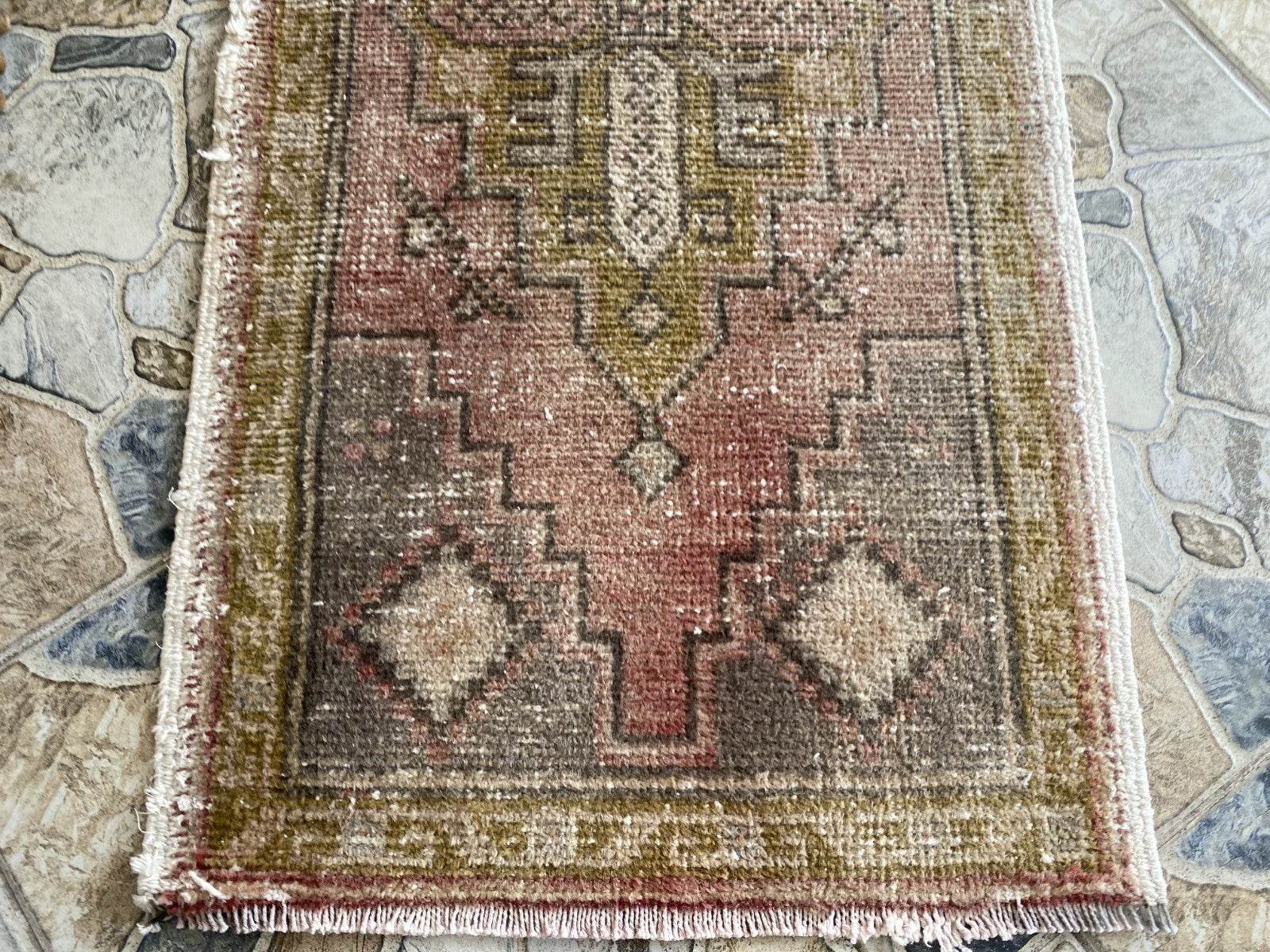 Vintage Turkish Rug 1.8 x 3.5 ft – Hand-Knotted Wool Rug, Small Anatolian Carpet