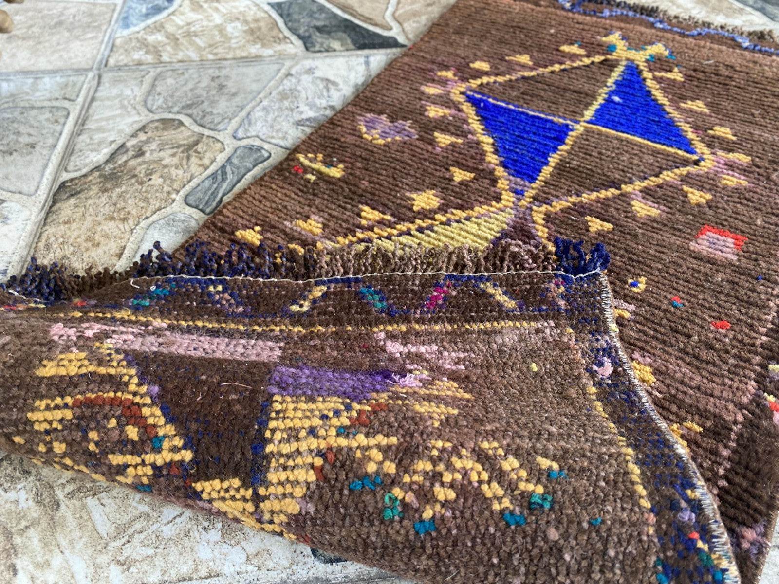 Vintage 1.2x2.5 ft Turkish Mini Rug | Hand-Knotted Wool Accent Mat Deep Red Rug