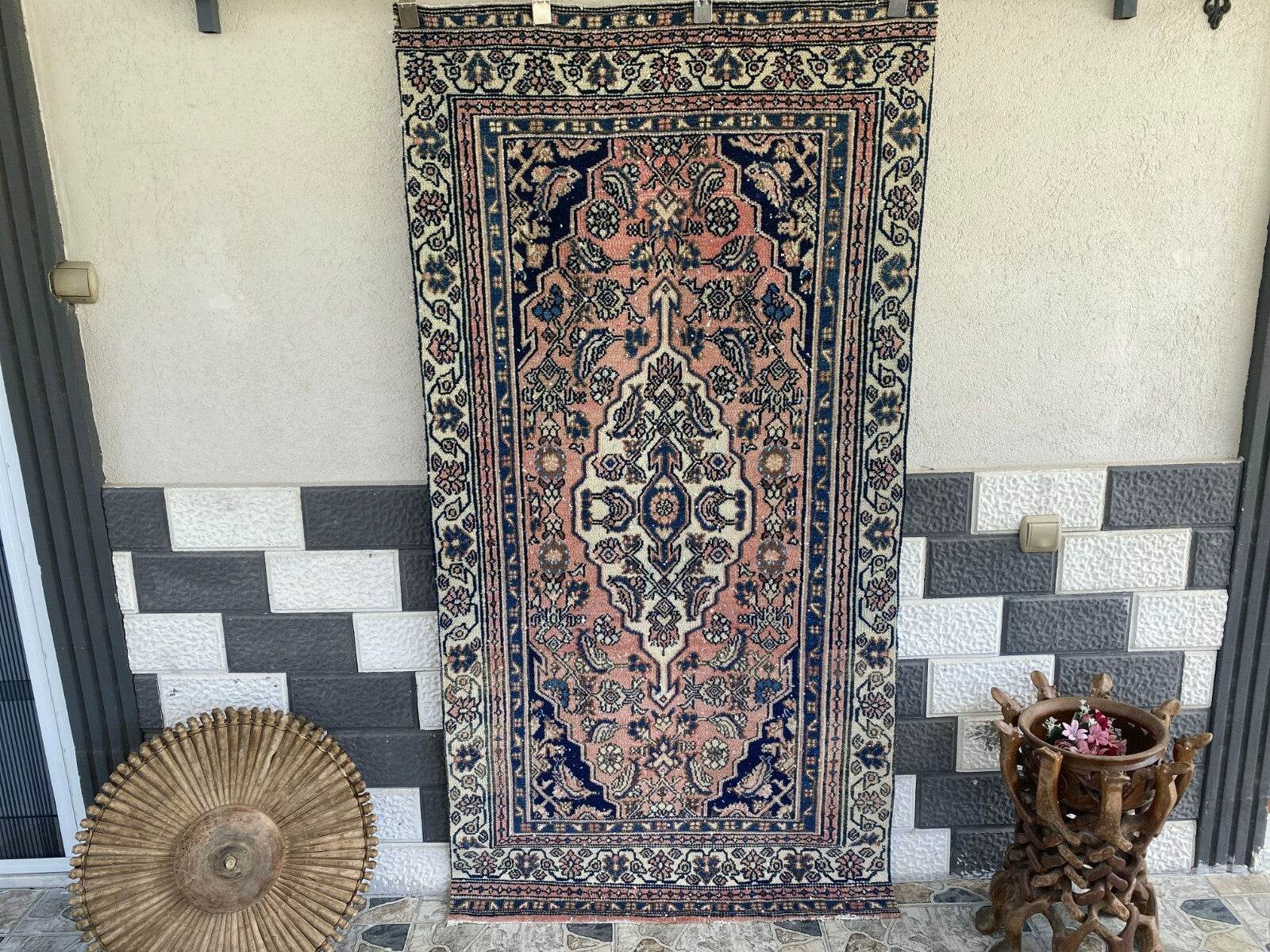 VINTAGE RUG HAND-KNOTTED Caucasian Tribal handmade wool antique farmhouse rug