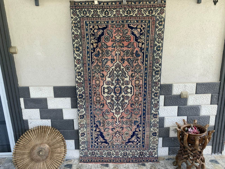 VINTAGE RUG HAND-KNOTTED Caucasian Tribal handmade wool antique farmhouse rug