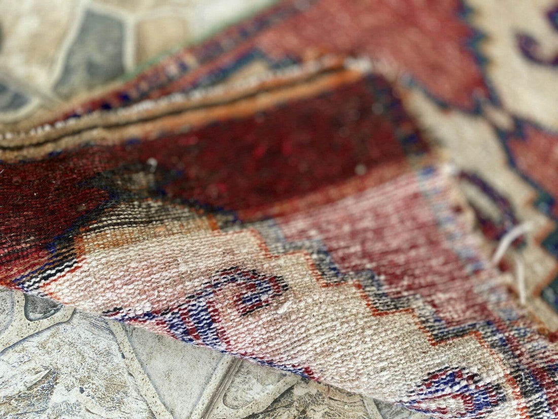 Vintage Anatolian Tribal Rug | Small Turkish Farmhouse Wool Carpet 1.6x3.4 ft