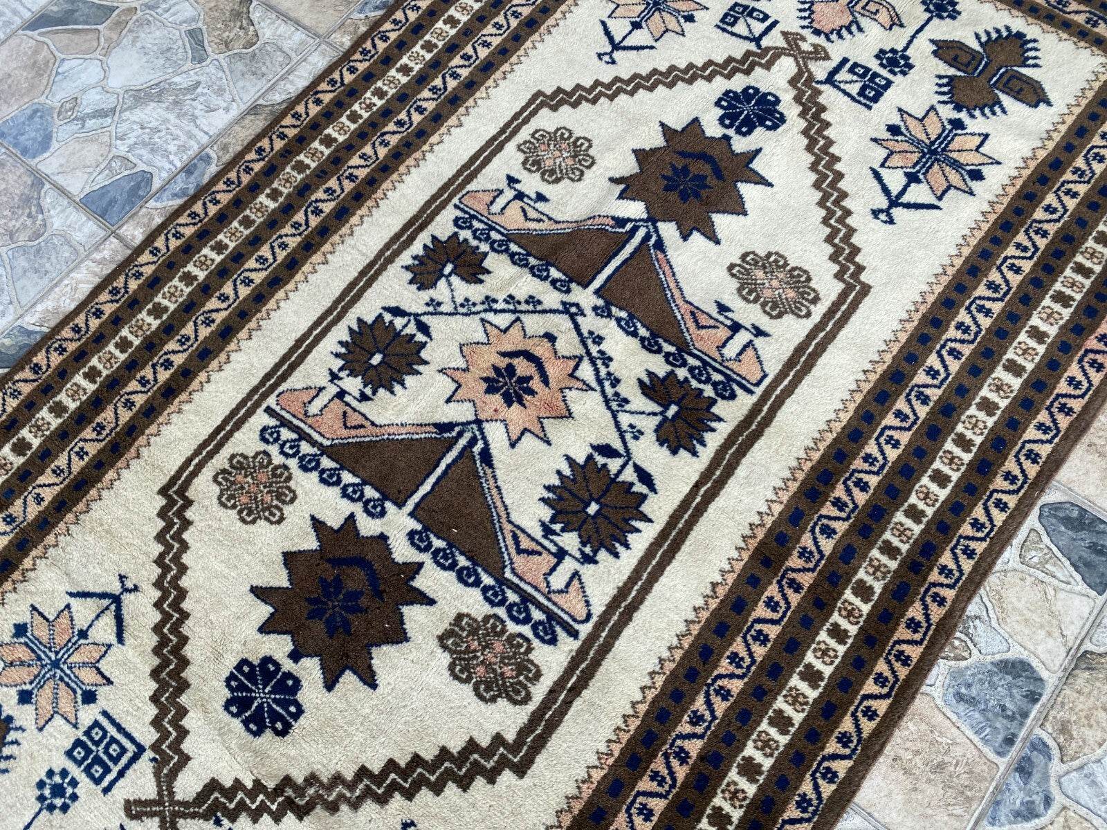 Vintage Turkish Oushak Rug, 4 x 7 ft Handmade Wool Antique Tribal Area Rug