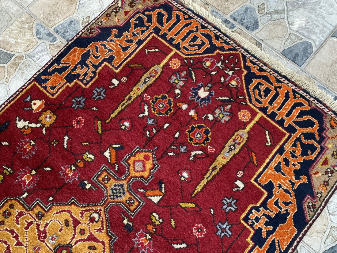 Vintage Turkish Runner Rug | 3.2 x 7.0 ft | Traditional Geometric Runner