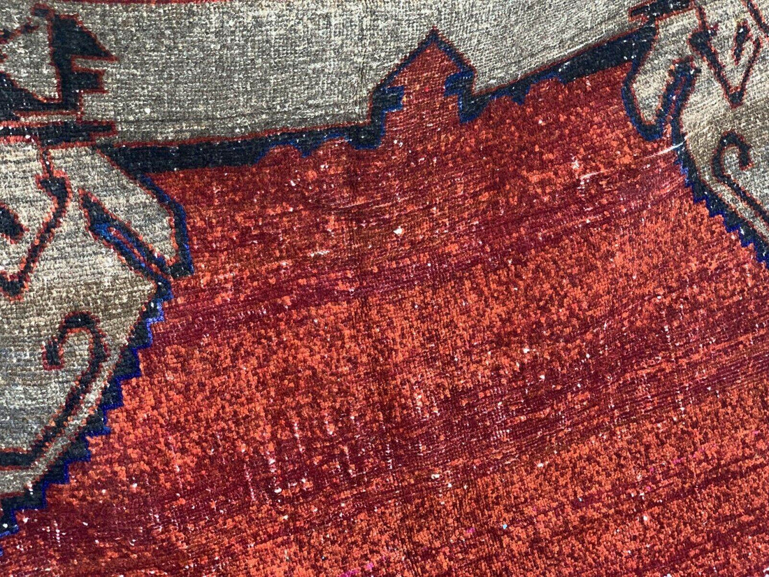 Vintage Rug, Anatolian Tribal Kilim TURKISH OUSHAK Geometric Farmhouse 4.5x9.3ft