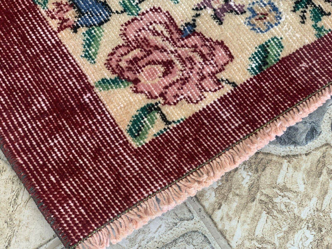 Vintage Turkish Rug | Oushak Handmade Wool Farmhouse Carpet Antique 3.3 x 5.2 ft