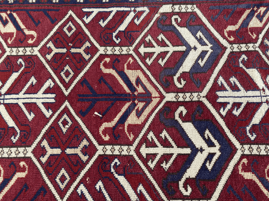 Vintage Turkish Wool Rug - 3.4x5.8 | Hand-Knotted 1980s Oushak Anatolian Tribal