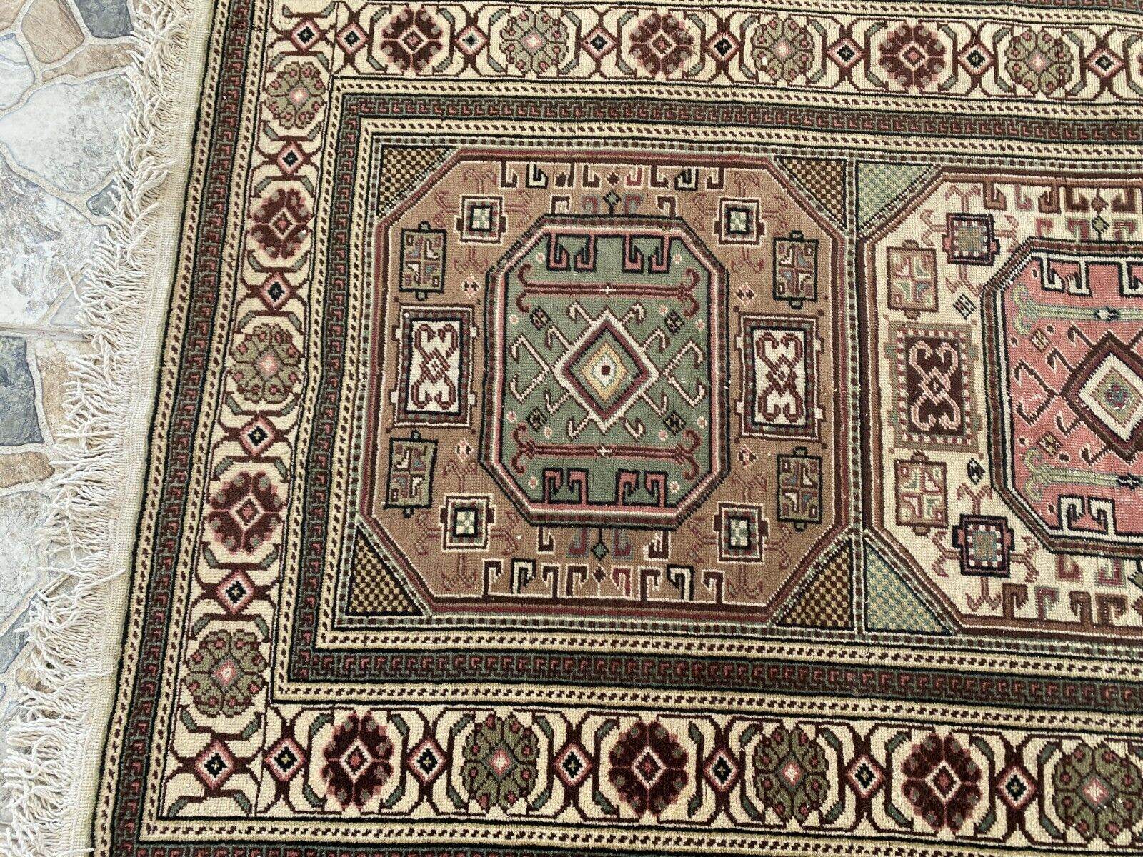 Geometric Turkish Vintage Rug, Vintage Anatolian Kazakh Motif Village Rug 3x6 ft