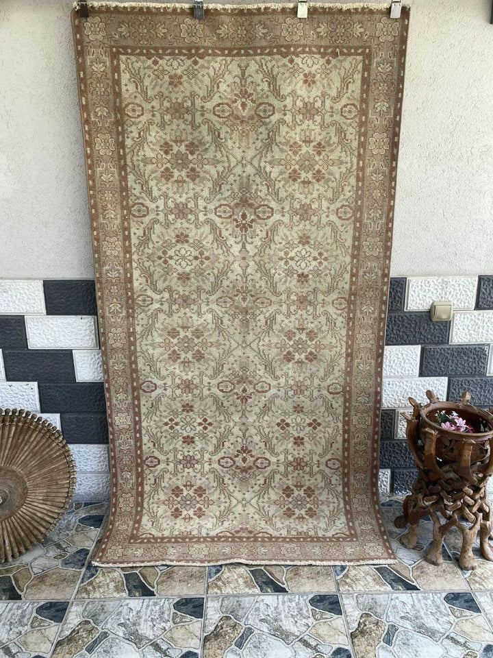 3X7FT VINTAGE WOOL RUG AREA TURKISH TRIBAL OUSHAK FARMHOUSE ORIENTAL Geometric