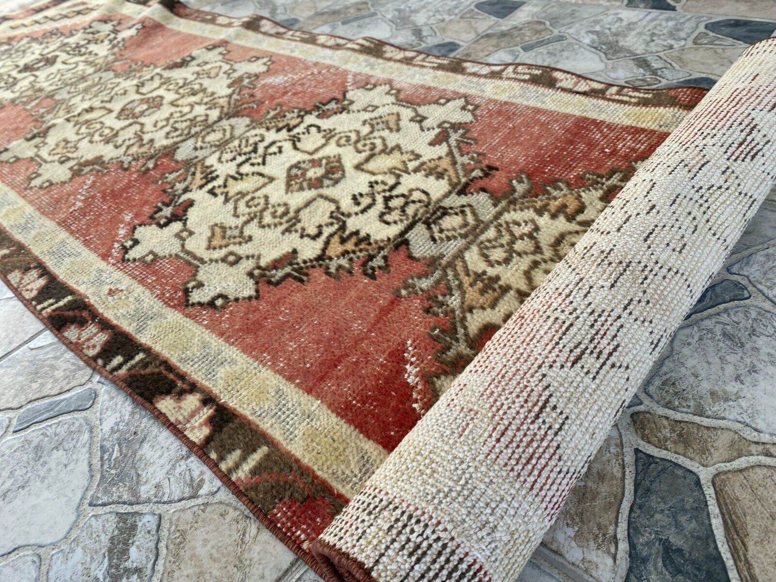 Vintage Rug | Antique Wool Farmhouse Anatolian Runner Handmade Turkish 2.4x8.9ft