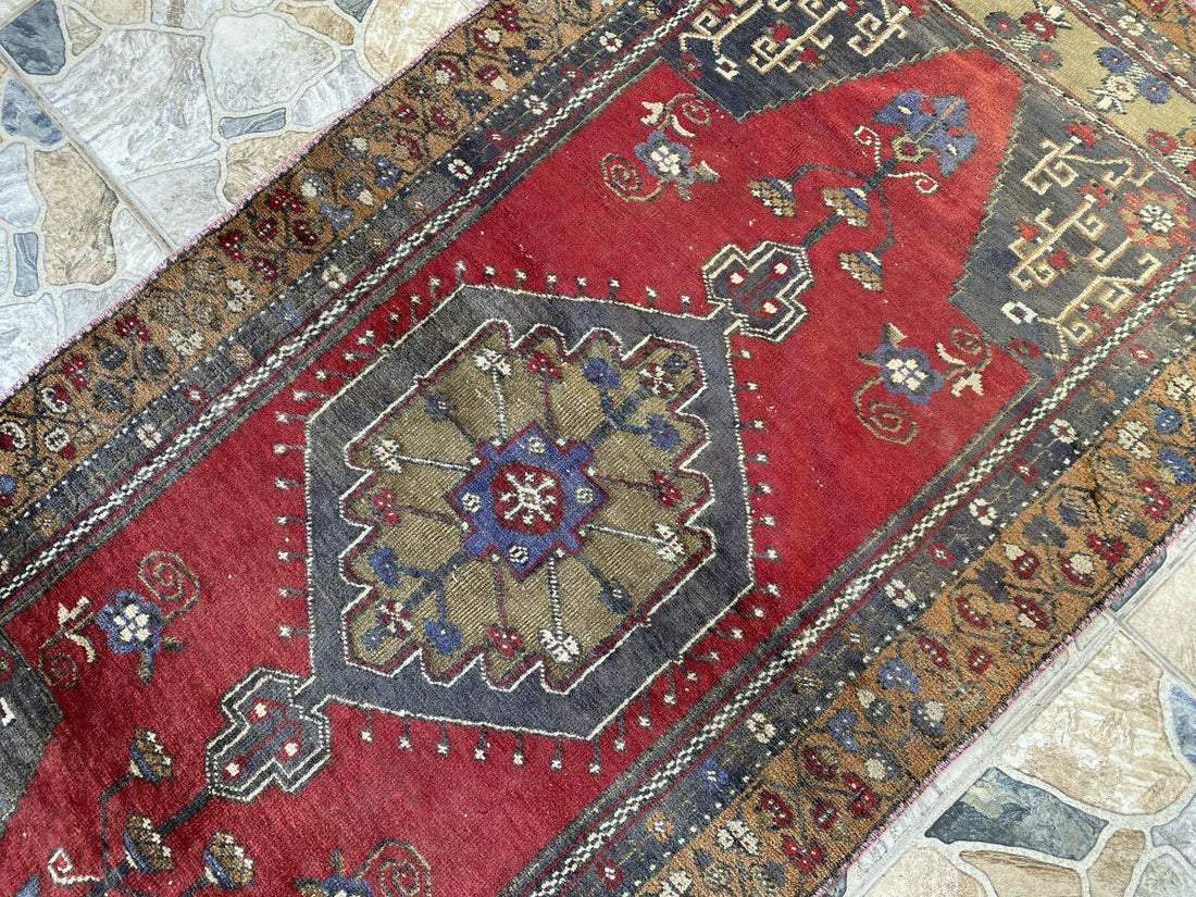 Vintage Turkish Oushak Rug | Anatolian Antique Tribal Hand-Knotted Wool Carpet 3x6 ft