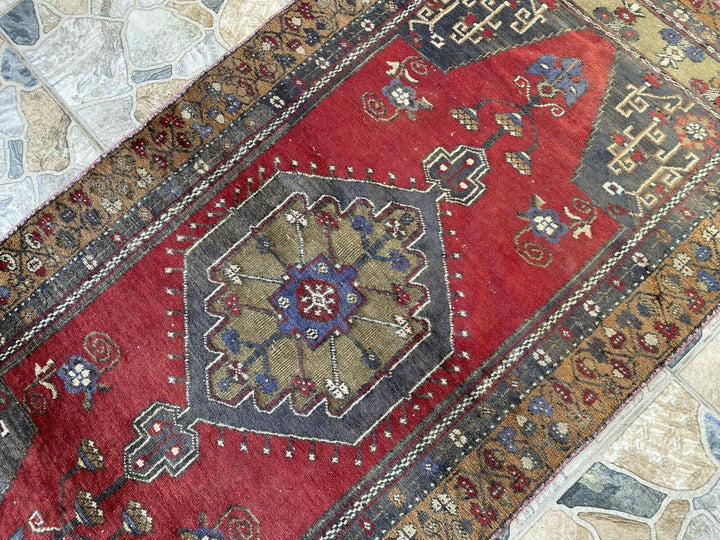 Vintage Turkish Oushak Rug | Anatolian Antique Tribal Hand-Knotted Wool Carpet 3x6 ft