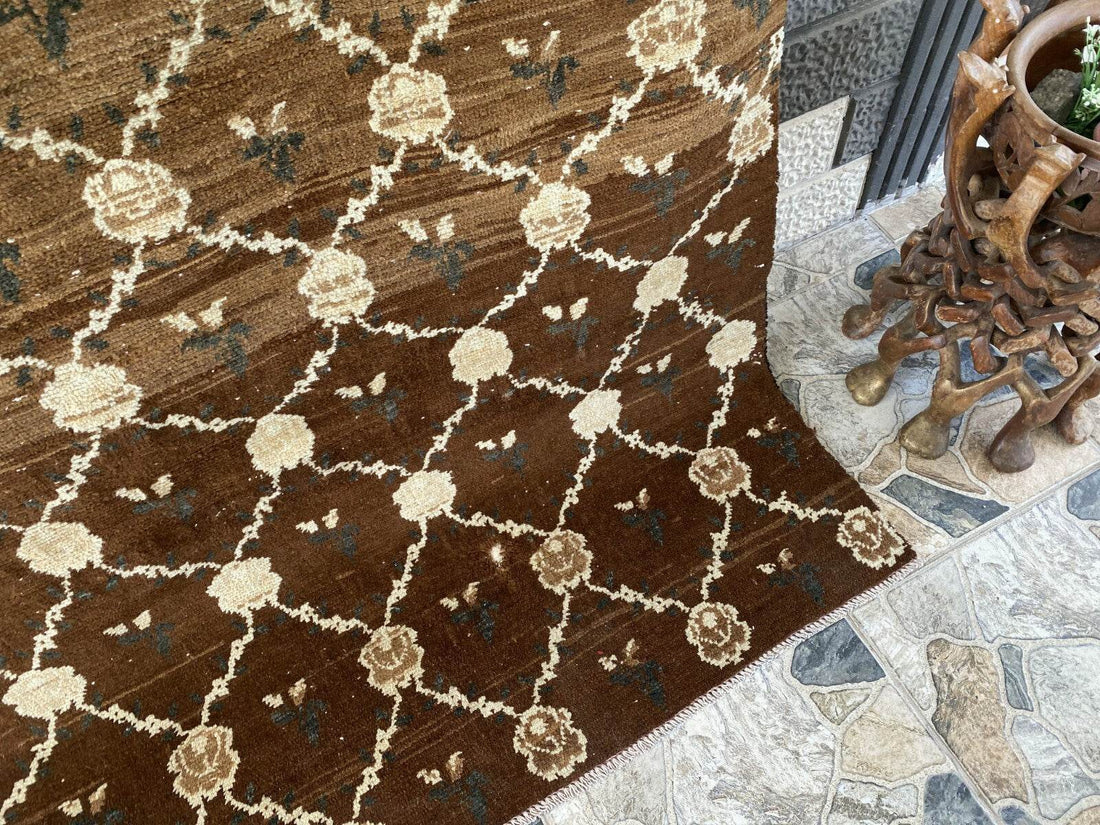 Vintage Kurdish Oushak Rug, 1980s Turkish Anatolian Hand-Knotted Wool Runner Rug