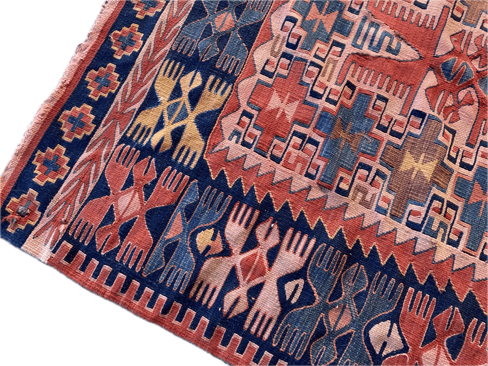 Vintage Anatolian Kilim Rug | 1970s Turkish Hand-Knotted Wool Farmhouse Area Rug