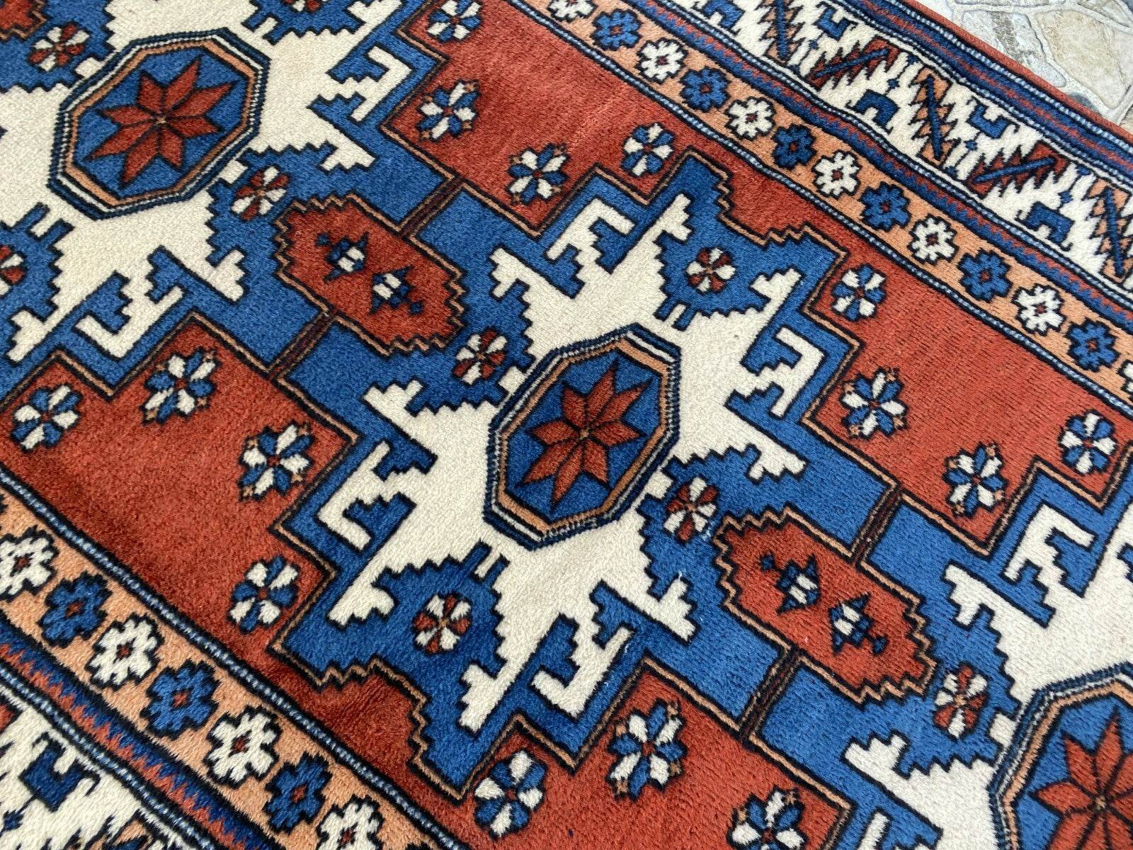 Kurdish Anatolian Wool Hand-Knotted Rug | Vintage Tribal Oushak Unique Carpet