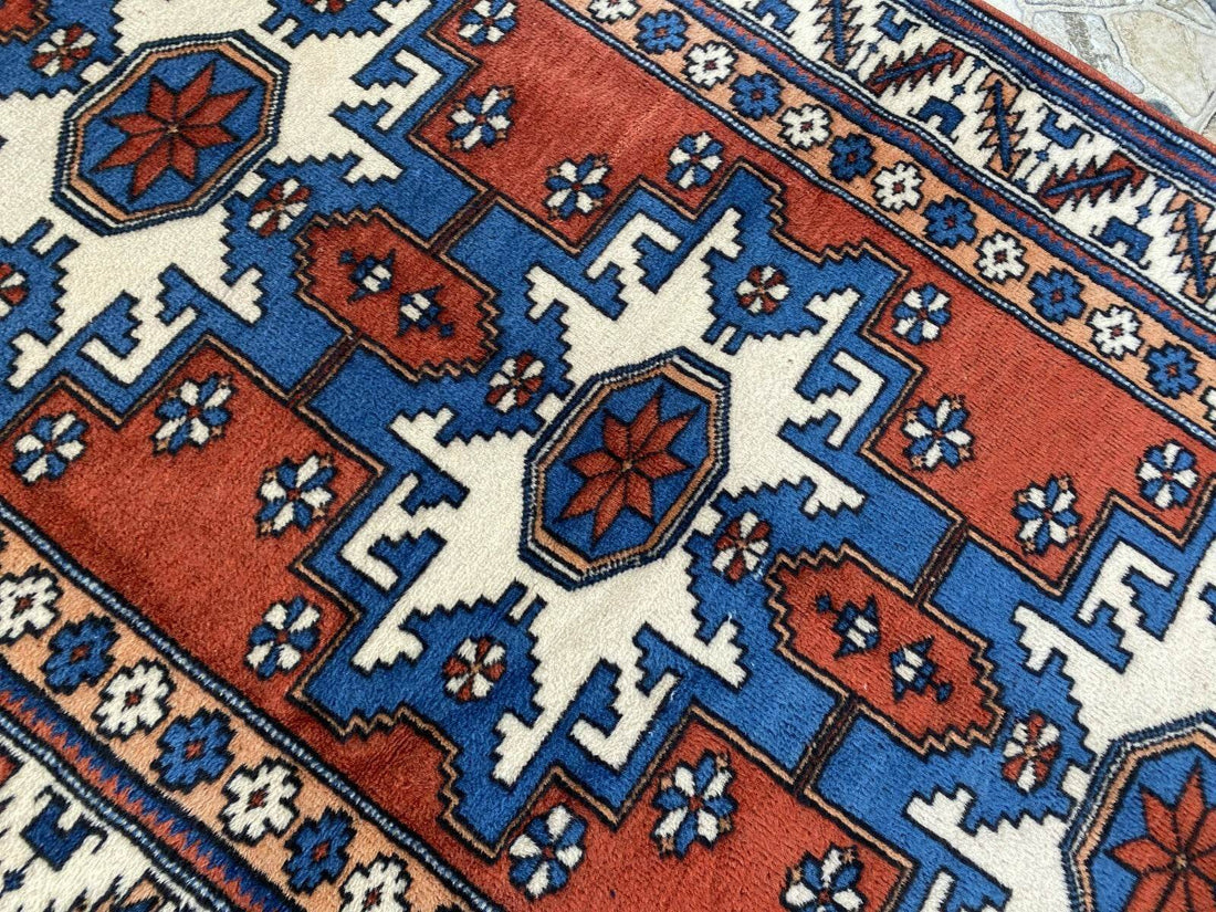 Kurdish Anatolian Wool Hand-Knotted Rug | Vintage Tribal Oushak Unique Carpet