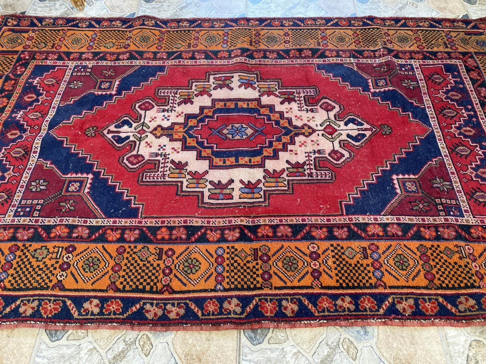 Vintage Turkish Oushak Rug | Hand-Knotted Wool Anatolian Tribal Carpet 4 x 6 ft