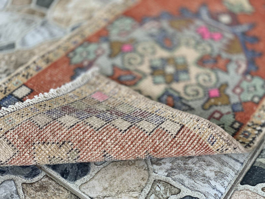 Geometric Turkish Vintage Rug * Tribal Farmhouse Anatolian HandmadeRug 1.6x2.8Ft