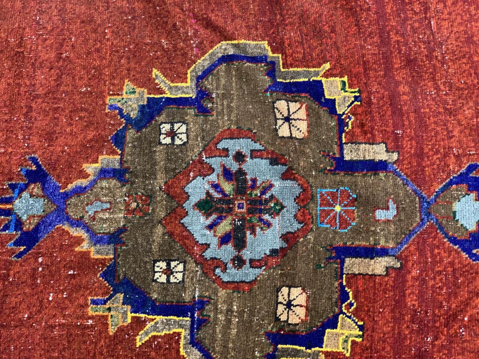 Vintage Rug, Anatolian Tribal Kilim TURKISH OUSHAK Geometric Farmhouse 4.5x9.3ft