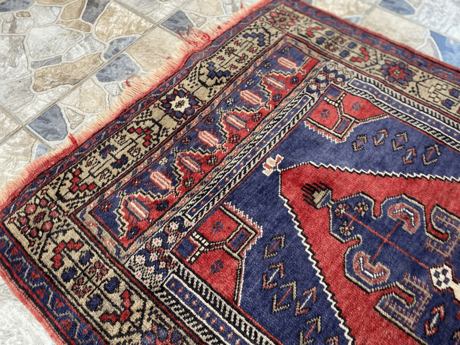 Vintage Turkish Oushak Rug 3x7 ft | Hand-Knotted Wool Anatolian Red Antique Rug