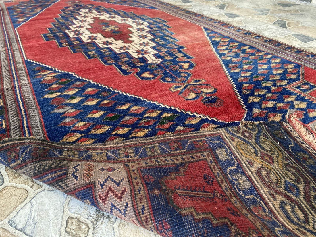 Pre 1980’s ANTIQUE ANATOLIAN FARMHOUSE RUG - GEOMETRIC TRIBAL TURKISH VINTAGE