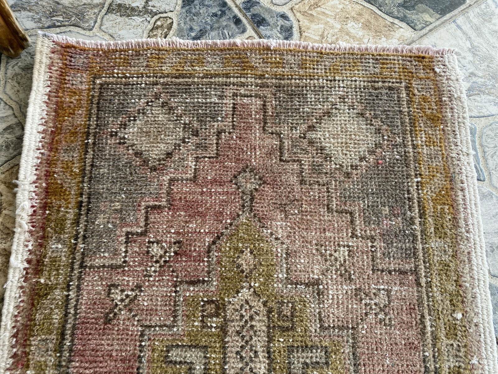 Vintage Turkish Rug 1.8 x 3.5 ft – Hand-Knotted Wool Rug, Small Anatolian Carpet