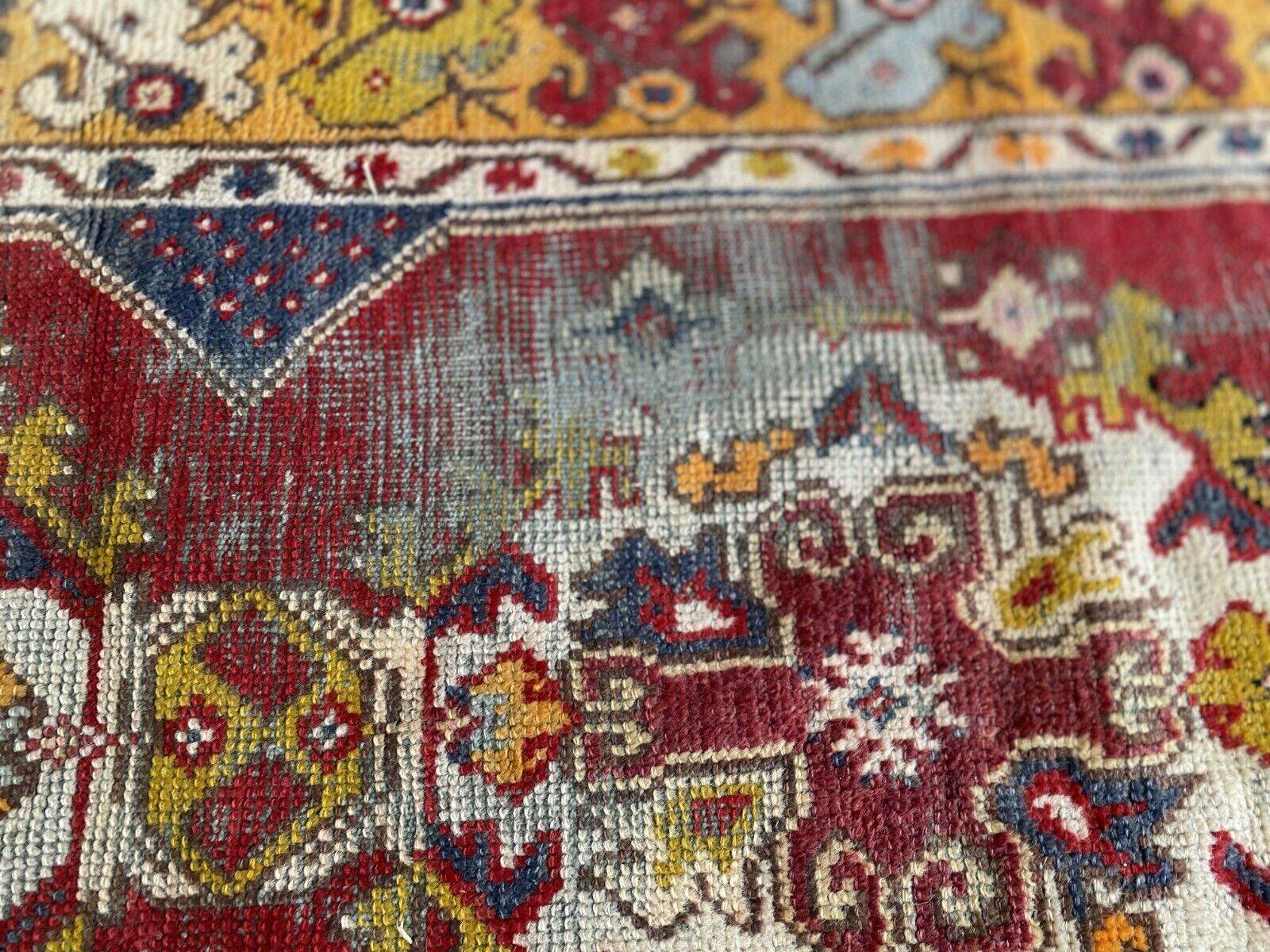 Vintage Turkish Wool Rug - Handmade Antique Red Oushak Kurdish Runner Rug 3x9 ft