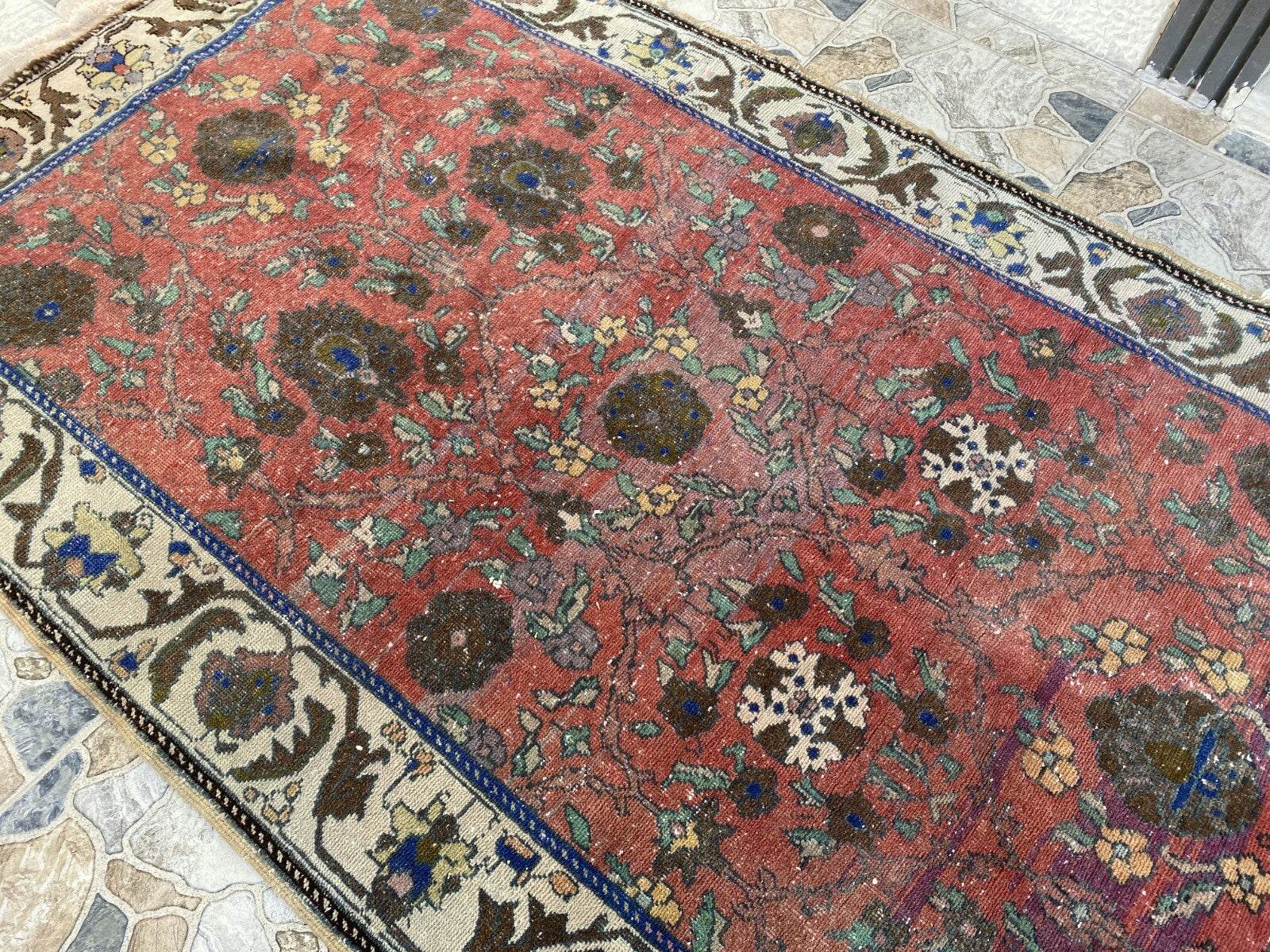 Vintage Turkish Rug | Tribal Handmade Wool Farmhouse Antique Area Aesthetic Rugs