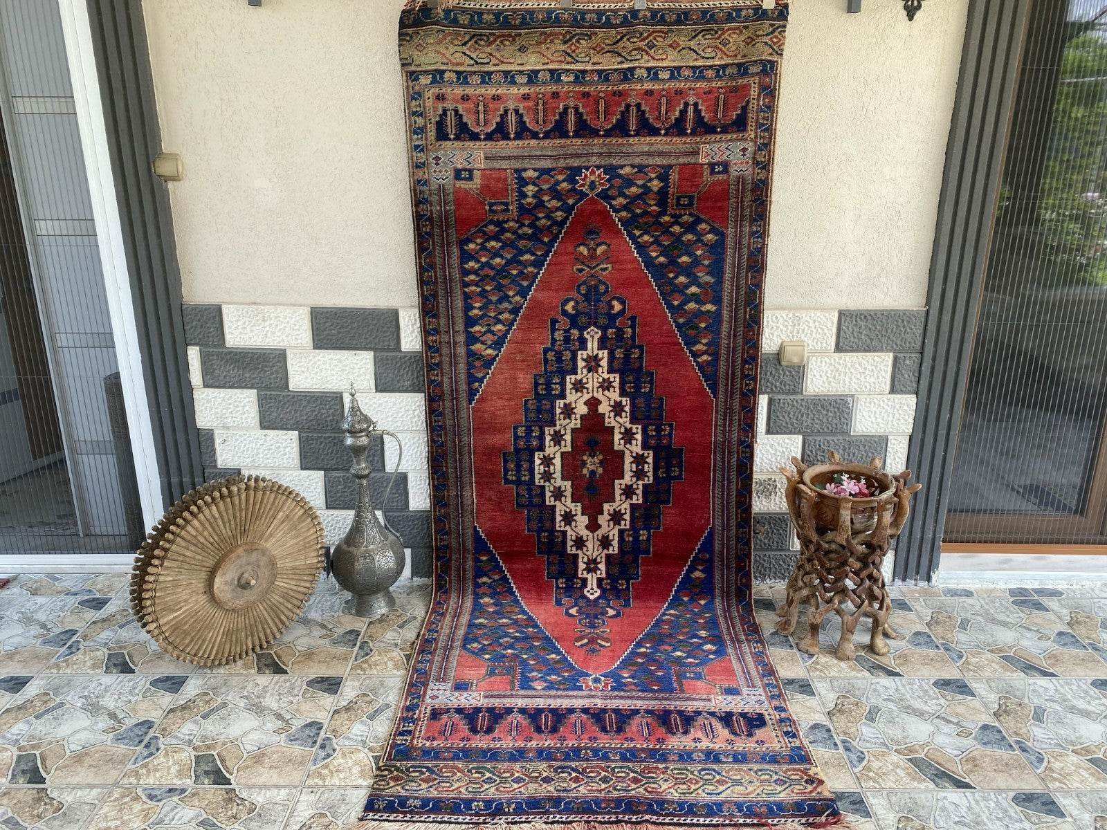 Pre 1980’s ANTIQUE ANATOLIAN FARMHOUSE RUG - GEOMETRIC TRIBAL TURKISH VINTAGE