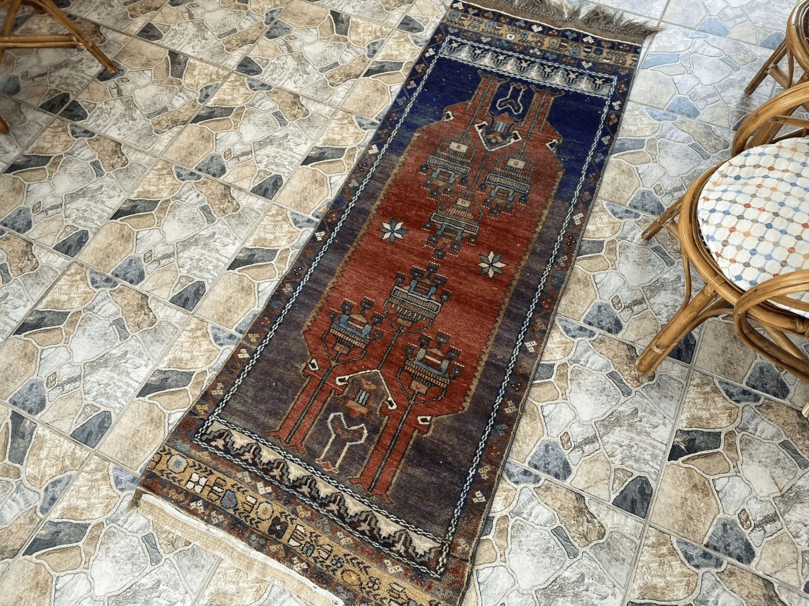 Vintage Turkish Oushak Rug | Handmade Antique Tribal Wool Farmhouse 2.8x6.9ft