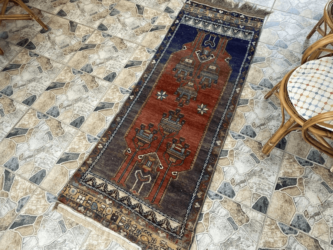 Vintage Turkish Oushak Rug | Handmade Antique Tribal Wool Farmhouse 2.8x6.9ft