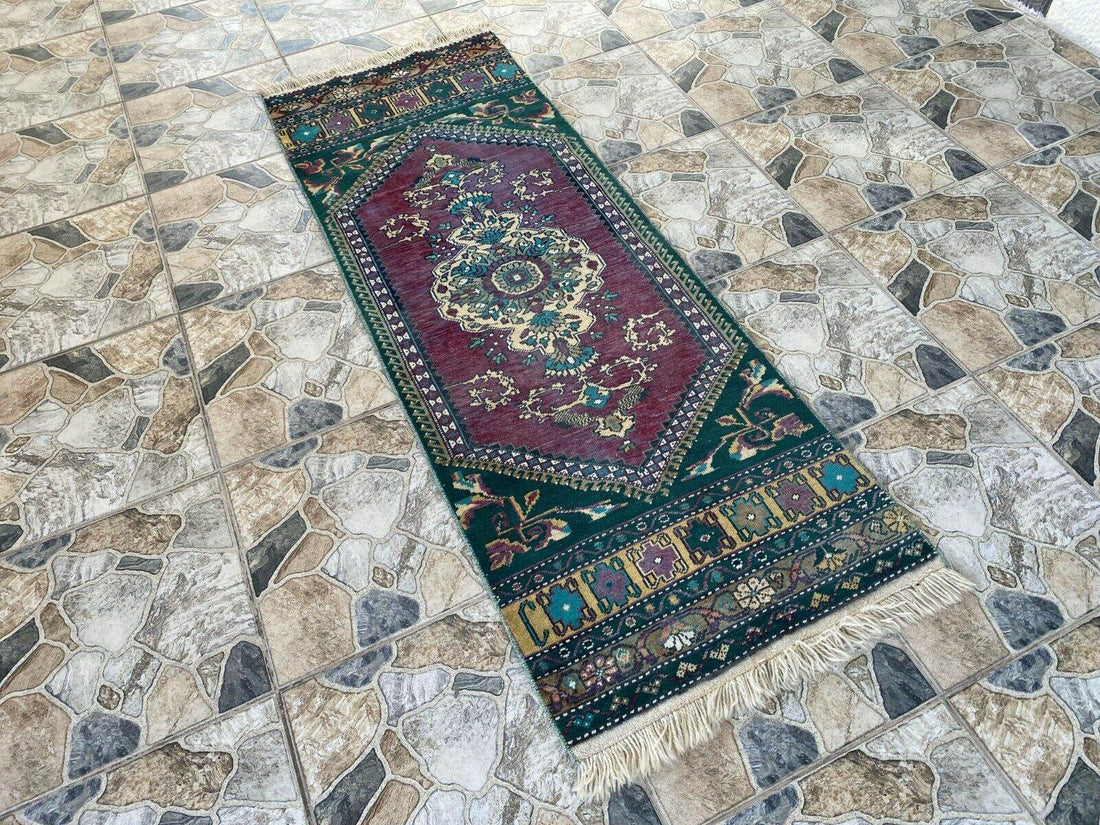 Handmade Turkish Vintage Rug | 1960s Tribal Wool Farmhouse Antique Runner Carpet