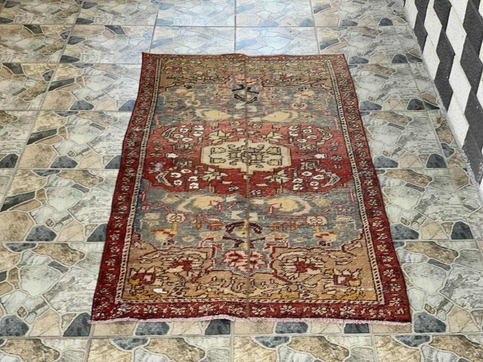 Vintage Armenian Tribal Rug | 3x6 ft | Antique Kurdish Wool Handmade Area Rug