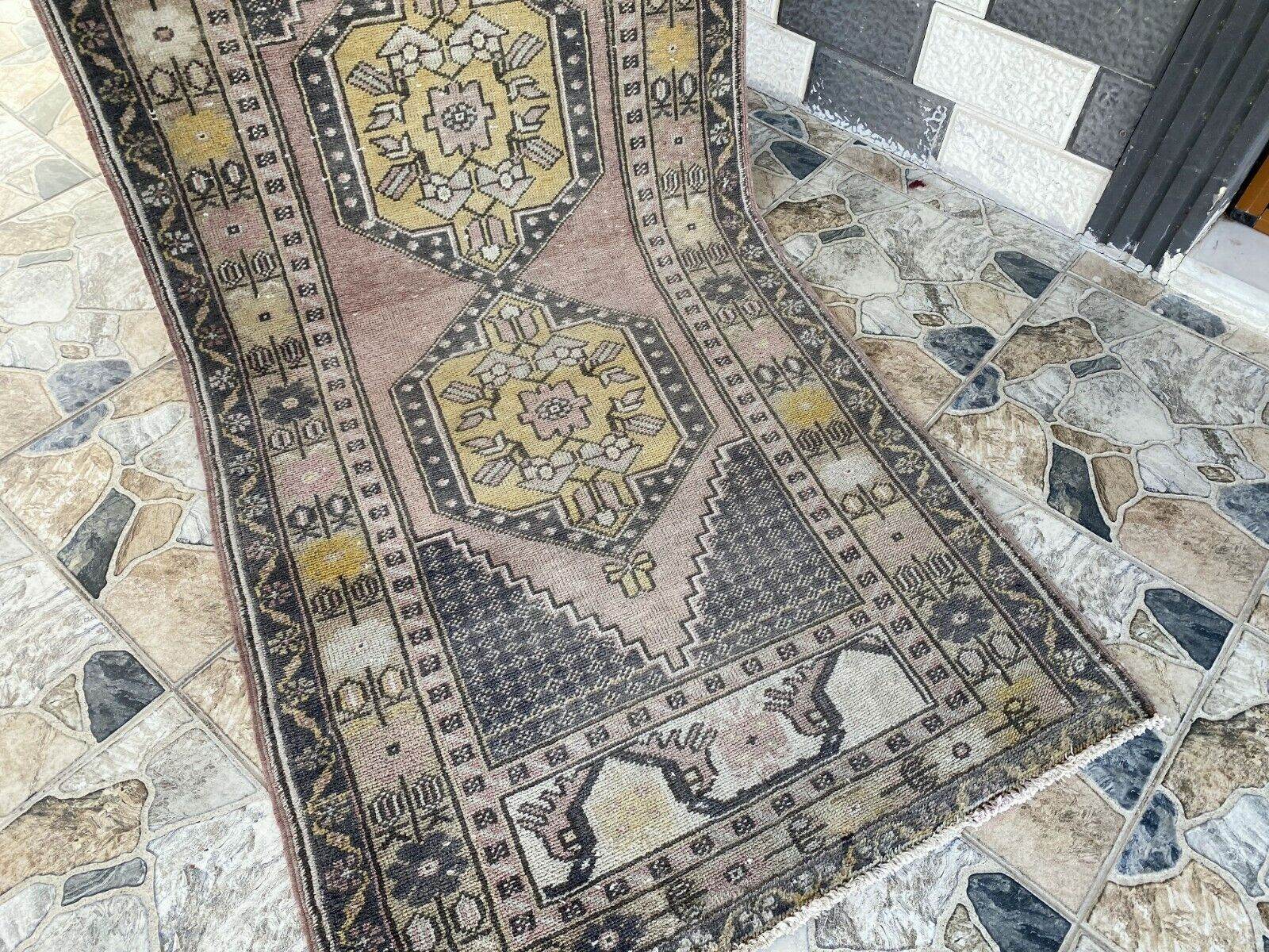 Geometric Turkish Vintage Rug | Handwoven Anatolian Area 1960s Wool Authentic