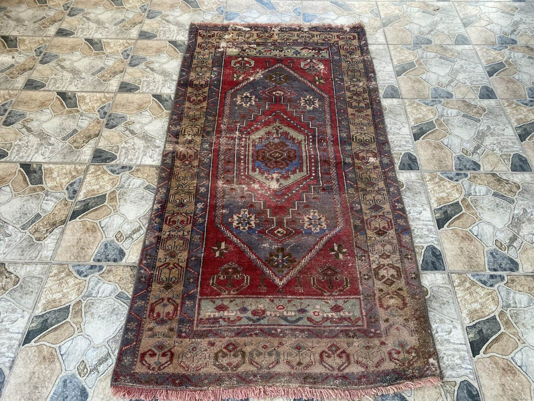 Vintage Turkish Oushak Rug | Antique Tribal Handmade Wool Farmhouse 3 x 6 ft
