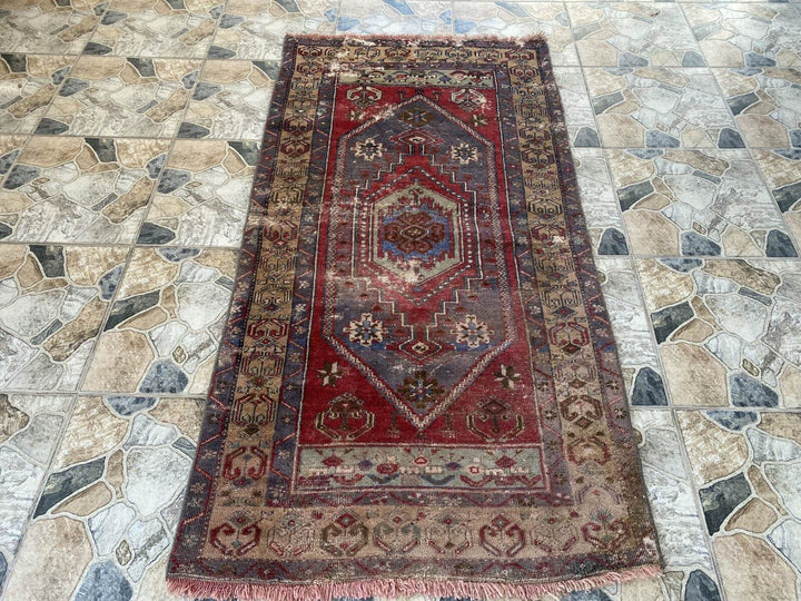 Vintage Turkish Oushak Rug | Antique Tribal Handmade Wool Farmhouse 3 x 6 ft