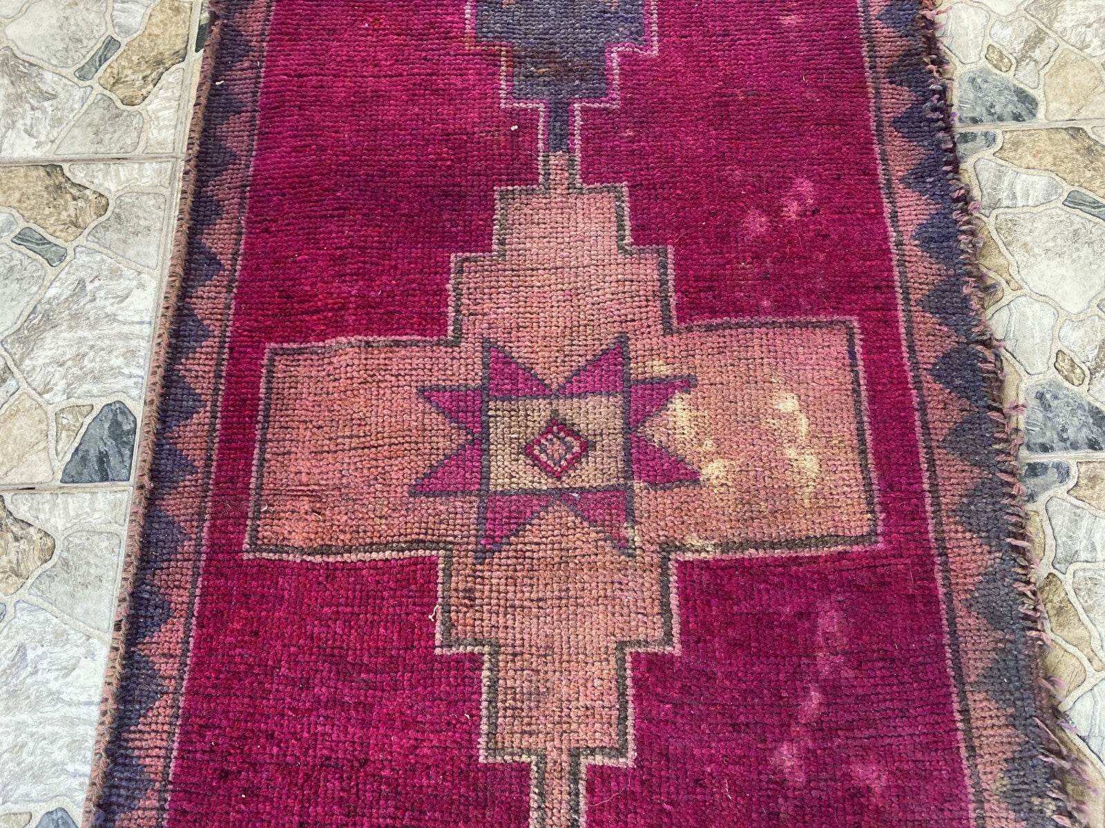 Kurdish Vintage Rug | Handmade Wool 1960s Farmhouse Tribal Antique Runner Carpet