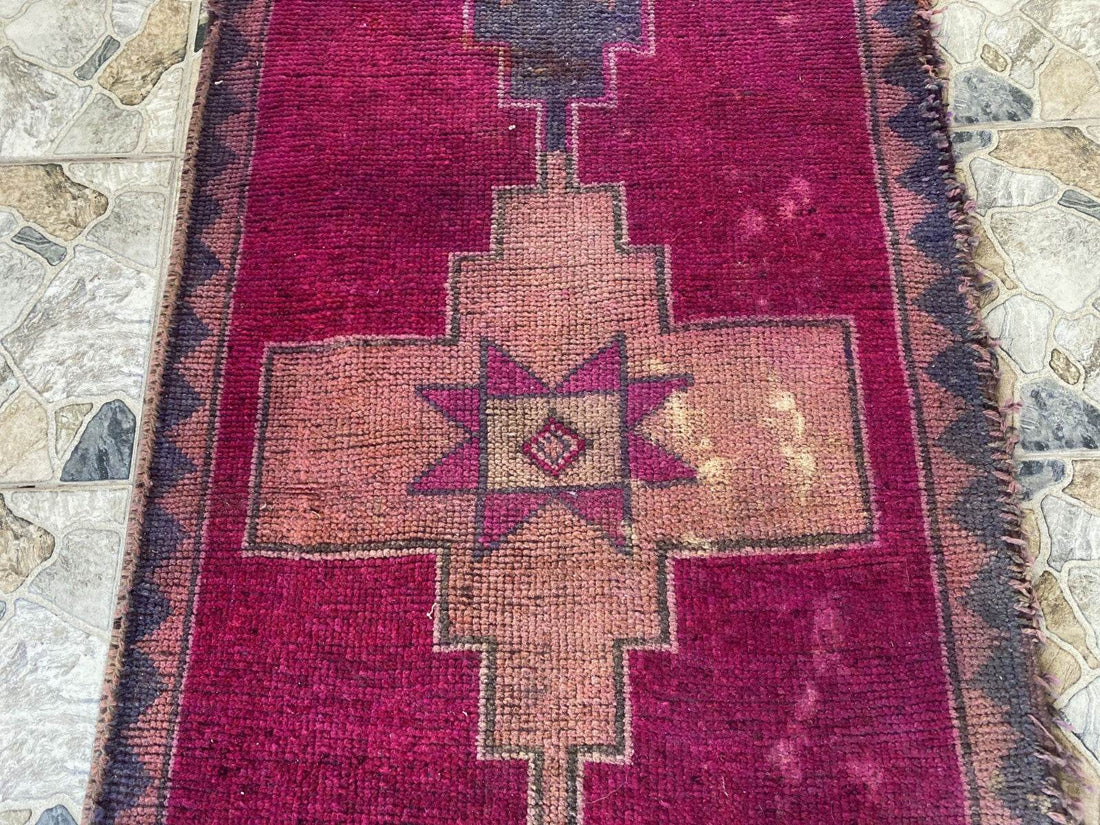 Kurdish Vintage Rug | Handmade Wool 1960s Farmhouse Tribal Antique Runner Carpet