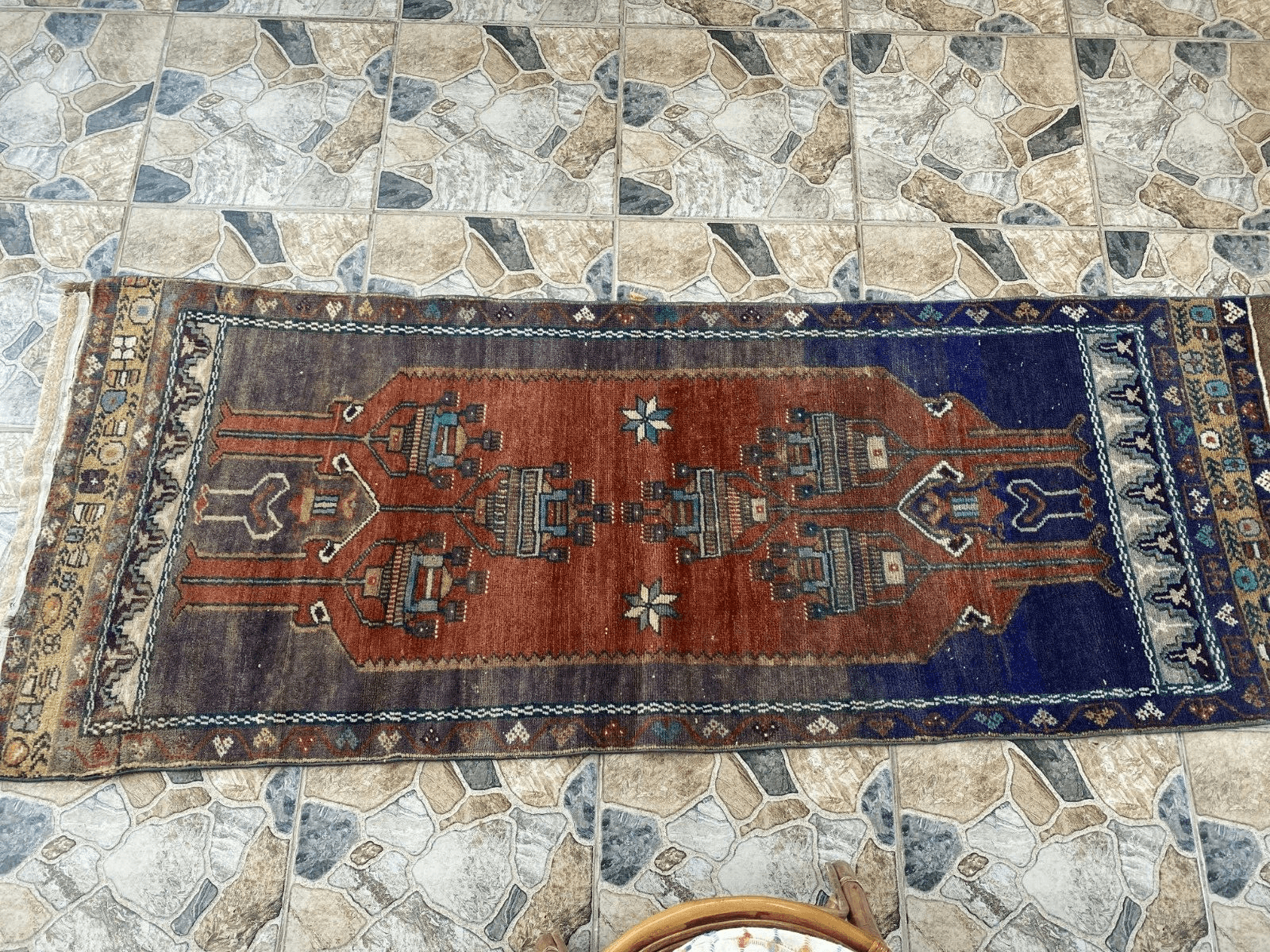 Vintage Turkish Oushak Rug | Handmade Antique Tribal Wool Farmhouse 2.8x6.9ft