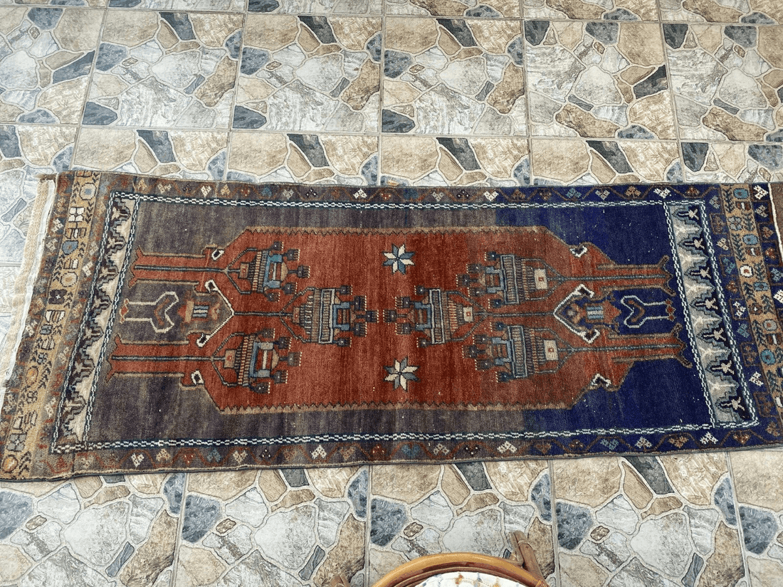 Vintage Turkish Oushak Rug | Handmade Antique Tribal Wool Farmhouse 2.8x6.9ft