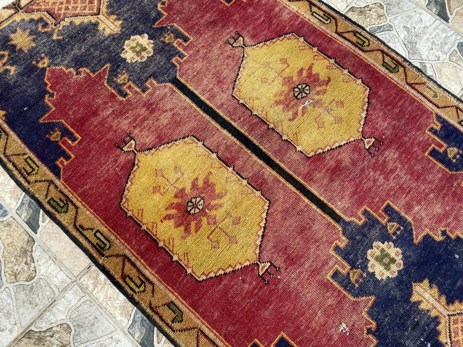 Vintage Turkish Rug | 3.5 x 5.8 ft Hand-Knotted Wool Geometric Anatolian Tribal