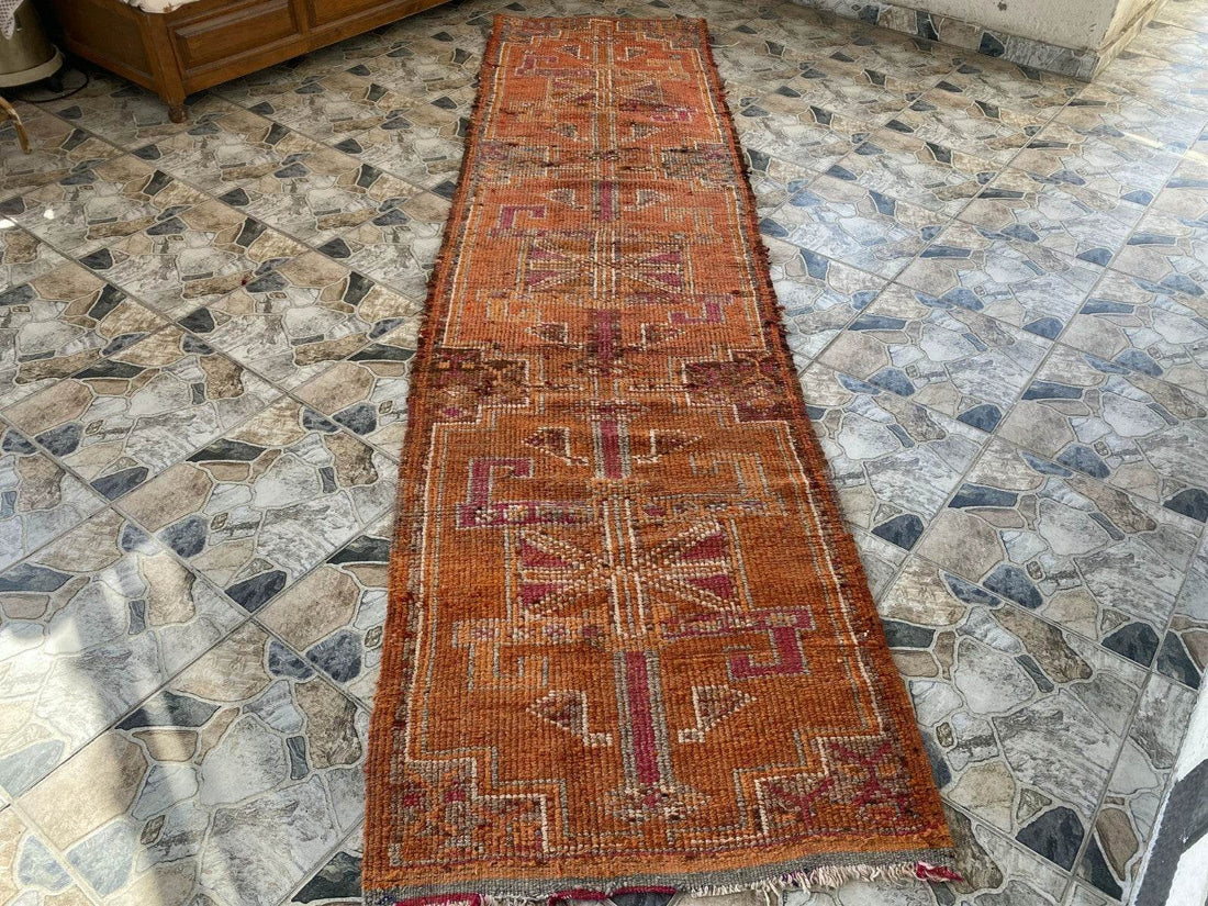 Vintage Kurdish Rug | Tribal Hand-knotted Wool Farmhouse Herki Antique 3 x 11 ft