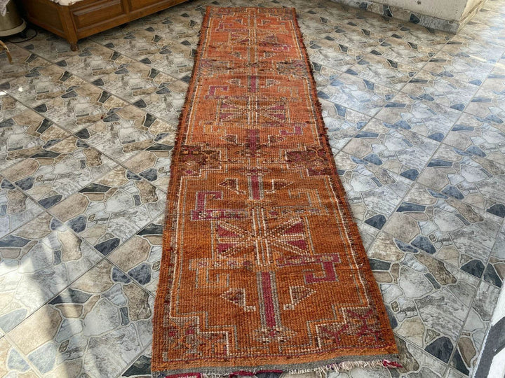 Vintage Kurdish Rug | Tribal Hand-knotted Wool Farmhouse Herki Antique 3 x 11 ft
