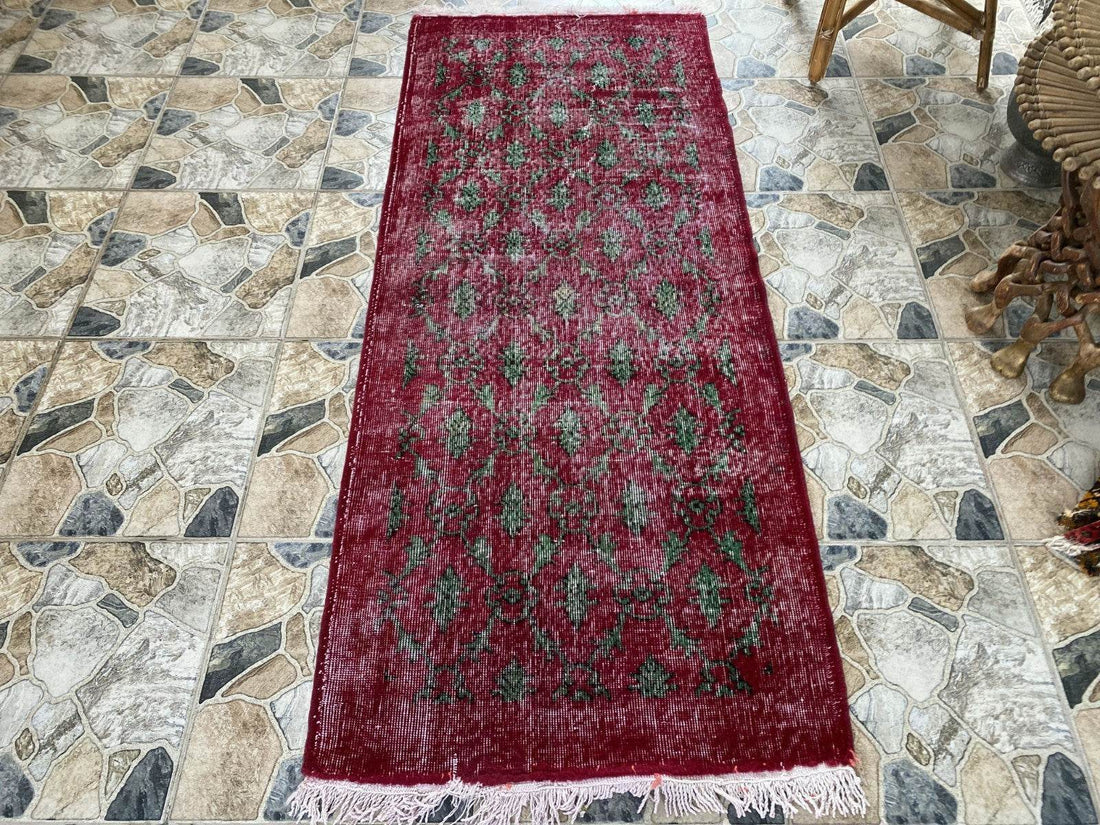 Vintage Turkish Runner Rug | 2.7x6.7ft Wool Handmade Anatolian Village Hallway